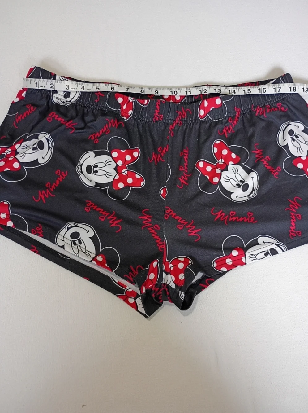 Disney Minnie Mouse Black Red White Polka Dot Bow Pajama Shorts Size XL - Picture 2 of 5